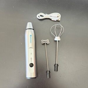Silver Electric Milk Frother Set